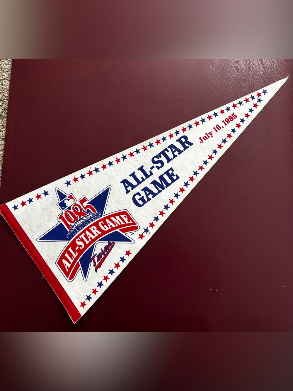 Vintage 1985 MLB All-Star Game Minnesota Twins Felt Pennant